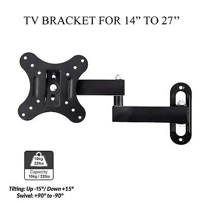 Tv Wall Bracket Mount Swivel Tilt 14 16 19 21 23 26 30 Inch Flat Led Lcd Monitor • £50