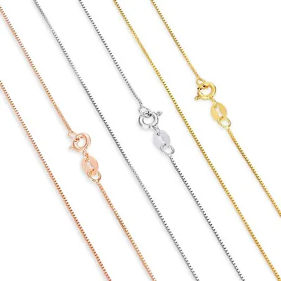 Sterling Silver Box Chain Thin Necklace Lengths 14  To 30  Width .8mm Rose Gold • $5.25