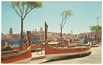 £1.25 • Buy Postcard  Dghajsas  Water Taxis At Senglea, Malta. Vittoriosa In Background