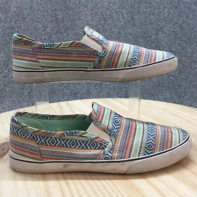 Mossimo Shoes Womens 10 Slip On Sneaker Green Canvas Tribal Print Casual Comfort • $14.94