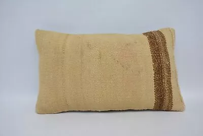 Ethnical Kilim Rug Pillow 12 X20  Beige Cushion Case Vintage Kilim Pillow • $8.10