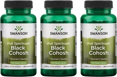 3 Pack BLACK COHOSH 540 Mg 180 Caps (3x60) Eases The Transition Into Menopause • $19.50