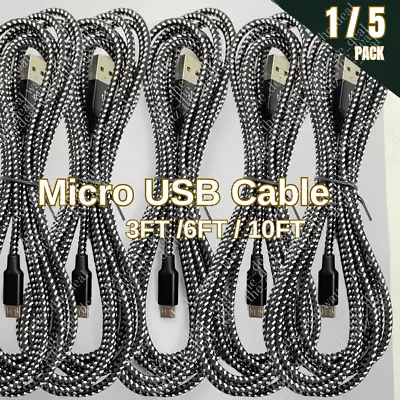 1/5X Bulk Lot Micro USB Cable 3/6/10Ft Fast Charger For Samsung Android Charging • $6.94