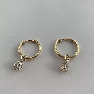 Natural Diamonds  Earrings Hoops 18ct Yellow  Gold And  9ct Yellow Gold Charms • £299