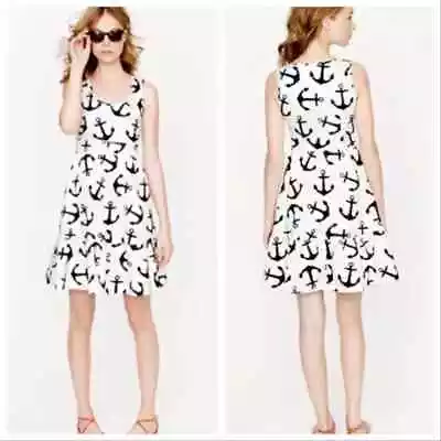 J. Crew Nautical Blue White Dizzy Anchor Dress Size 10 • $35