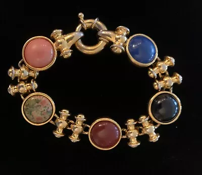 Vintage Designer Joan Rivers Signed Gold Tone Multi Color Stone Bracelet • $40