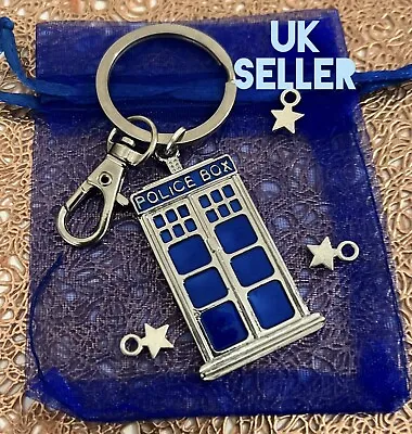 DR DOCTOR WHO LARGE Tardis Police Box Charm KEYCHAIN Keyring HOOVIAN GIFT • £6