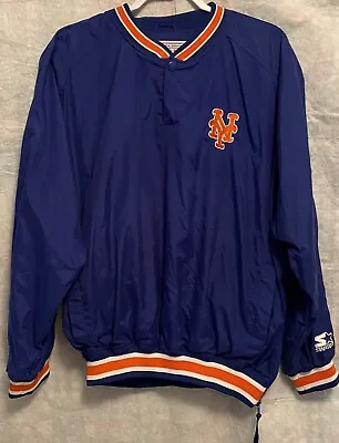 VTG Starter MLB NY New York Mets Baseball Lined Nylon Pullover Jacket Size L • $74.99