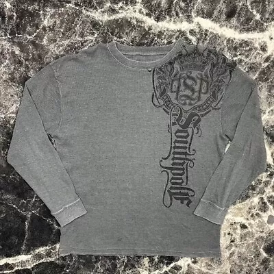 Vintage Southpole Shirt Extra Large Y2K Thermal  Gray MMA UFC Tattoo Waffle Knit • $45