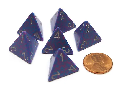 Speckled 18mm 4 Sided D4 Chessex Dice 6 Pieces - Silver Tetra • $4.12
