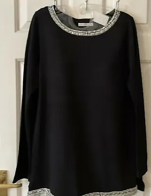 £6.50 • Buy Ladies M&S Smart Black Long Sleeved Sequin Trimmed Top With Stretch Size 12 