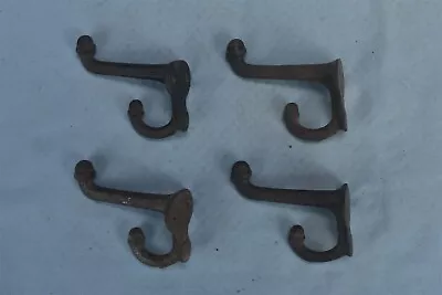 Vintage SET Of 4 HEAVY DUTY SCHOOL HOUSE RANCH COAT HAT HOOKS ACORN TIP #04814 • $12