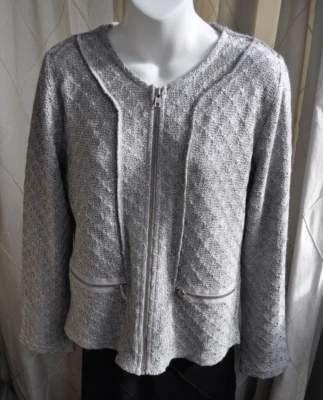 £10 • Buy Per Una Siilver Grey Zip Cardigan. Medium. M&S. Marks And Spencer. Collarless