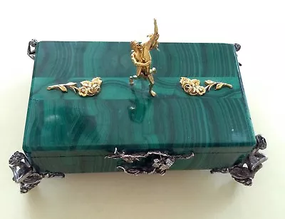 Antique Malachite Gold & Sterling Silver  Box Highest Level Of Jewelry Art  • $13000