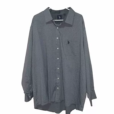 U.S Polo Assn Shirt Mens 4XL Button Up Long Sleeve Pocket Logo Grey Paisley • $19.99