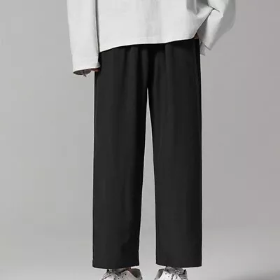 Ninth Pants Men Clothing Spring Streetwear Summer Korean Solid Color Fashion • $27.16