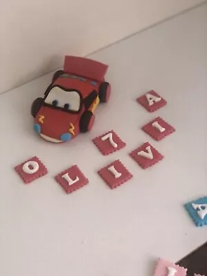 Lightning McQueen Unofficial Cars Cake Topper Personalised Handmade Animated • £8.90