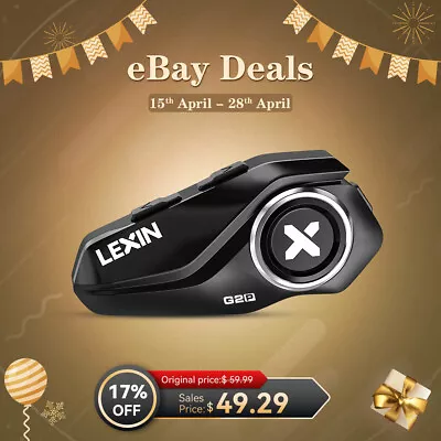 LEXIN G2P Motorcycle Intercom Helmet Headset Bluetooth Speaker FM 6Riders IP67 • $49.29