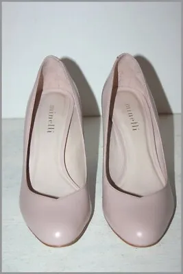 Minelli Leather Court Shoes Pink Dusty Heels T 36 Top Condition • $66.09