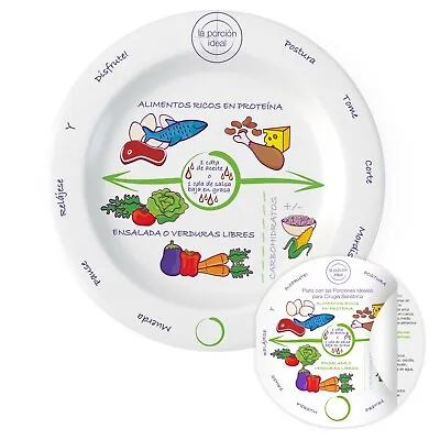 Spanish Translated Bariatric Portion Control Plate 8” For Weight Loss Surgery • $24.95