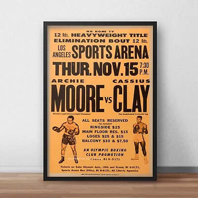 Cassius Clay Vs Archie Moore Vintage Boxing Poster Print Picture A3 A4 A5 • £4.99