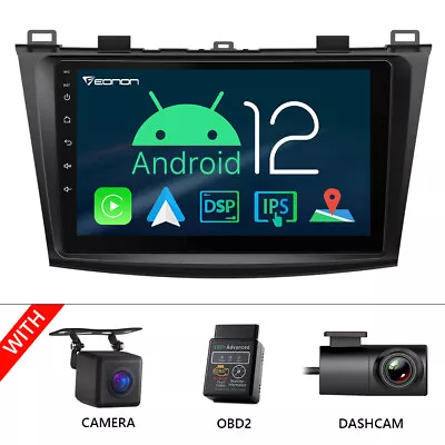 CAM+DVR+OBD+For Mazda 3 2010-2013 Android Auto 12 9  Car Stereo Radio GPS No DVD • $225.43