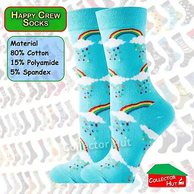 Happy Crew Socks Novelty Patterned Breathable Anti-Odor Unisex CUSTOM Gift Set • £3.59