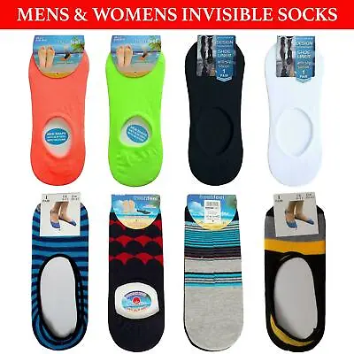 Invisible Socks Mens Womens Trainer No Show Shoe Liner Anti Slip Footsies 6 Pair • £6.49