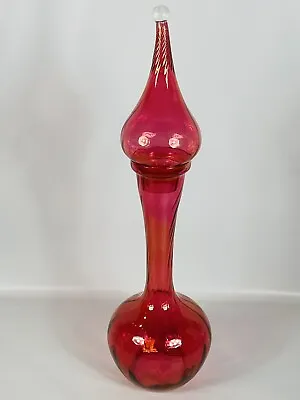 $33.99 • Buy Vintage MCM Egyptian Glass Perfume Bottle Tear Drop Stopper Red Flash XLarge 15 