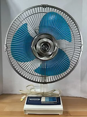 Panasonic Fan Vintage Blue Translucent Blades 12  5-Way Oscillating F-1207 Test • $49.99