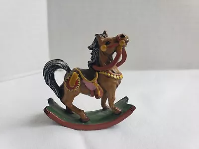 Vintage 1983 Saxon Studios Cold Painted Bronze Miniature Rocking Horse Figurine • $14.95