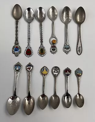 Lot Of 12 Vintage Collectors Spoons State Souvenir Travel Mini Spoons • $17.50