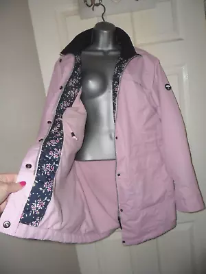 Ladies Cotton Traders Pale Pink Hip Length Fleece Lined Showerproof Coat Size 18 • £19.99