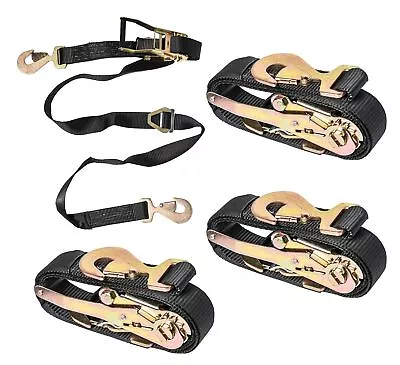 4 PCS - 2  Inch X 8 Ft Flexible Axle Tie Down All In One Combo Strap With Sna... • $155.43