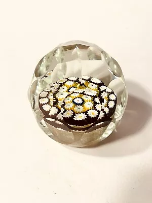 Vintage Murano Faceted Egg Art Glass Paperweight W/ Complex Millefiori & Flowers • $14.95