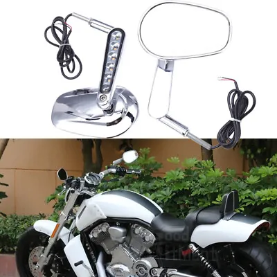 For Harley V-ROD VRSCF 2009-2017 Muscle LED Turn Signal Rear View Mirrors Chrome • $79.45