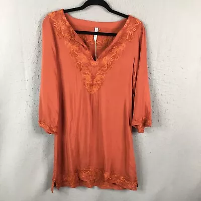 Monoreno Dress Womens Small Orange Rust Mini Embroidery Boho Fall Gypsy NEW • $19.97