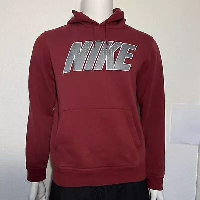 Vtg Nike Hoodie Men M Burgundy Patch/glimmering Nike Spelt Out 90’s Winterwear • $19.99