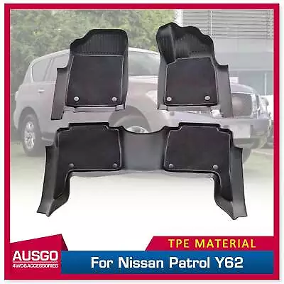 AUSGO 5D TPE Floor Mats + Carpets For Nissan Patrol Y62 2012+ Door Sill Covered • $257.59