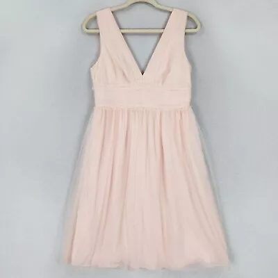 J Crew Dress Womens 6 Soft Pink Chiffon Sleeveless V Neck Bridesmaid Wedding • $42.92