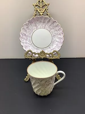Vintage Lomonosov Russian Fountain Porcelain Tea Cup & Saucer Gold Trim Signed • $42.99