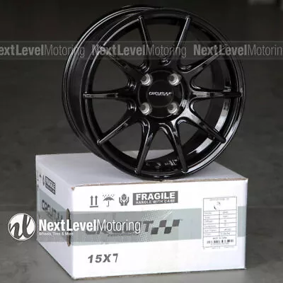 4 Circuit CP41 15x7 4x100 +35 Gloss Black Wheels Fits Mazda Miata Toyota Yaris • $519.99