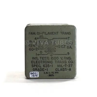 Vintage Electronic Trans Co 635-1 Family 01 Filament Transformer 6.3V 6A 6VCT • $49.95