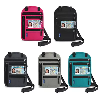 Travel Wallet Neck Pouch Passport Holders With RFID Blocking Waterproof Neck Bag • £7.31