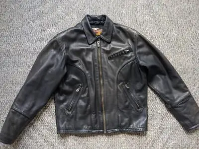 Vintage HARLEY DAVIDSON Leather Jacket L Motorcycle WESTERN Cowboy Black • $224.95