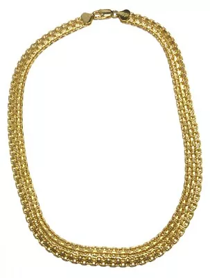 Veronese Vermeil Gold Over Sterling 925 Basket Weave Necklace Italy 18.5  HS51 • $115.95