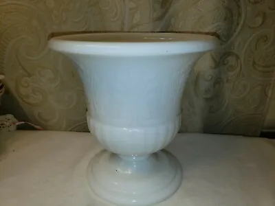 Milk Glass Vintage Large 7  Tall Classic Textured Footed Urn Planter Vase Holder • $18