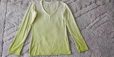 A.T.2 Womens Long Sleeve V Neck Stretch Light Green Shirt Top Size S • $5.21