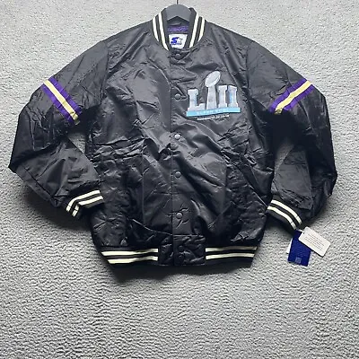 Minnesota Vikings Jacket Men M Black Purple NFL Football Super Bowl Varsity Coat • $41.99