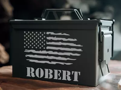 Personalized Metal Ammo Can Storage Box - .50 Cal Green Locking Steel Ammo Can • $34.99